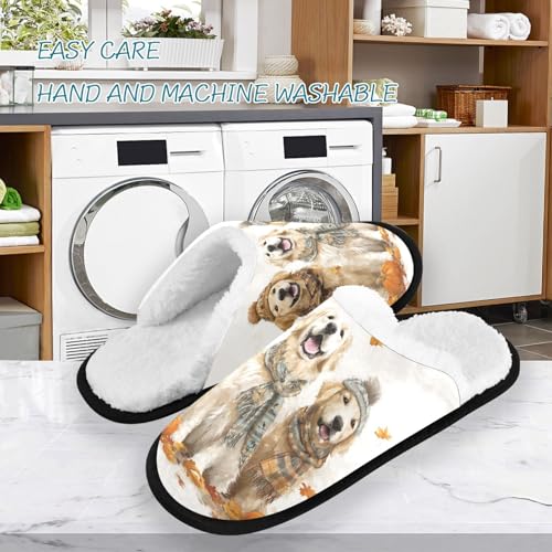 Pumpkin Dogs White Autumn Slippers For Women Men Soft Memory Foam Non-Slip Hallowmas Winter Indoor House Shoes Travel Slipper3