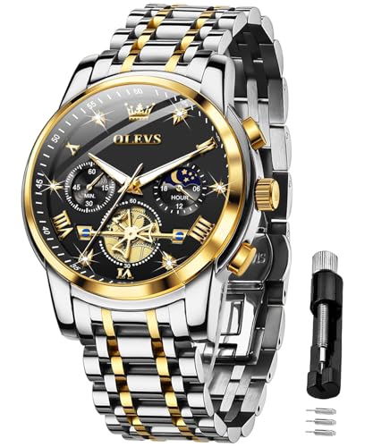 Montre quartz homme OLEVS chronographe étanche avec phase de lune