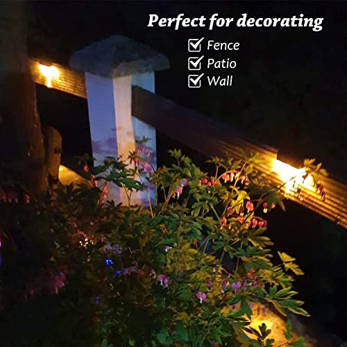 Claoner Solar Fence Lights, [8 Packs] Waterproof Solar Deck Lights Dusk To Dawn Step Lights Outdoor Decor With Warm White/Golden Light Modes For Deck Fence Yard Patio Wall Pool Stair Step Balcony #TOP2