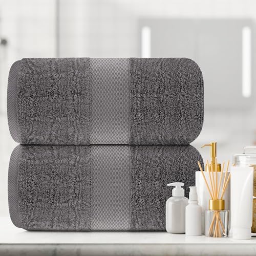 Image of White Classic Luxury Bath Sheets Towels for Adults Extra Large | Highly Absorbent Hotel Collection | 35x70 Inch | 2 Pack (Charcoal Gray)