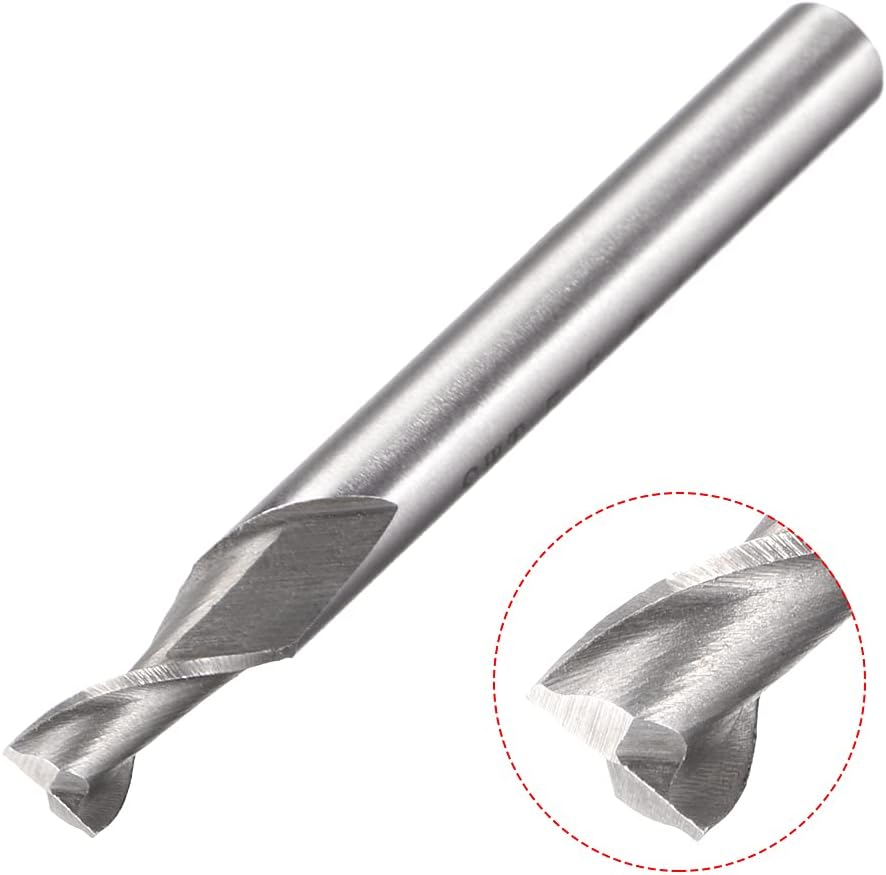 uxcell 5.5mm Cutting HSS-AL Spiral Drill Bit Straight End Mill Cutter 2 Flute with 6mm Shank