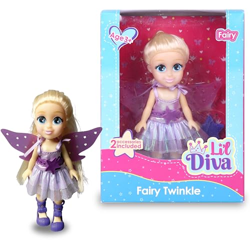 Image of Li'l Diva Fairy Twinkle 6 inch Doll|India's First Preschool RolePlay Pretend-Play Doll with Accessories|Birthday Gift|Toy Dolls for Girls 3+|Movable Arms & Legs|Beautiful Dress|Elegant Eyes|Soft Hair Play