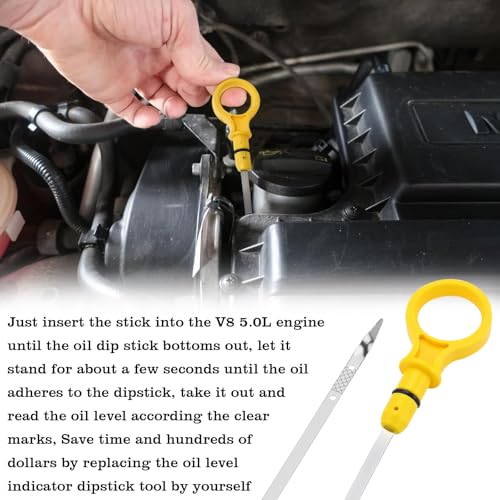Image of BR3Z-6750-A Oil Dipstick Indicator, Compatible with Ford F150 Mustang 2011-2014 Engine Oil Fluid Level Dip Stick Replace 918-606