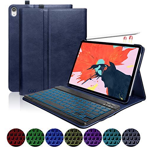 iPad Pro 11 Case with Keyboard 2018, Leather PU Sewing Case Detachable 7