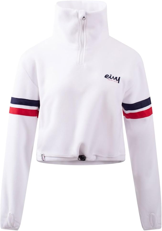 Eivy Women's Peg Zip Cropped Fleece Short Sweater, Off-White