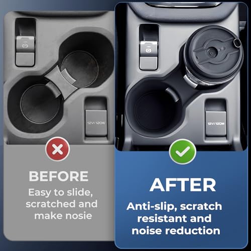 Image of Center Console Cup Holder Inserts for Subaru Forester 2025 (Not for 2026+), Interior Accessories Silicone Car Cup Holders Covers Protector for 2025 Forester, Black