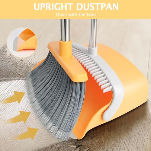 XXFLOWER Besen- und Kehrschaufel-Set, Kehrschaufel mit Besen-Kombination für Zuhause, schwere Staubbesen und Kehrschaufel, langer Griff, Kehrschaufel und Besen-Set für Küche, Büro, Tierhaare – Bild 6