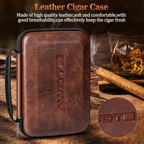 Travel Cigar Humidor Case Portable Travel Cigar Bag with 4 Cigar Tube, Leather Travel Cigar Case Include Cigar Cutter, Cigar Accessories Gift Set for Cigar lovers, Lighter not included - Image 6