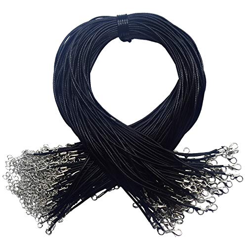 Yosawo 100 Stück Schwarze Gewachste Halskettenschnur mit Hummer Schließe und Verlängerungskette Seil für DIY Schmuckherstellung Halskette Armband Machen Zubehör (1,5 mm) Cover