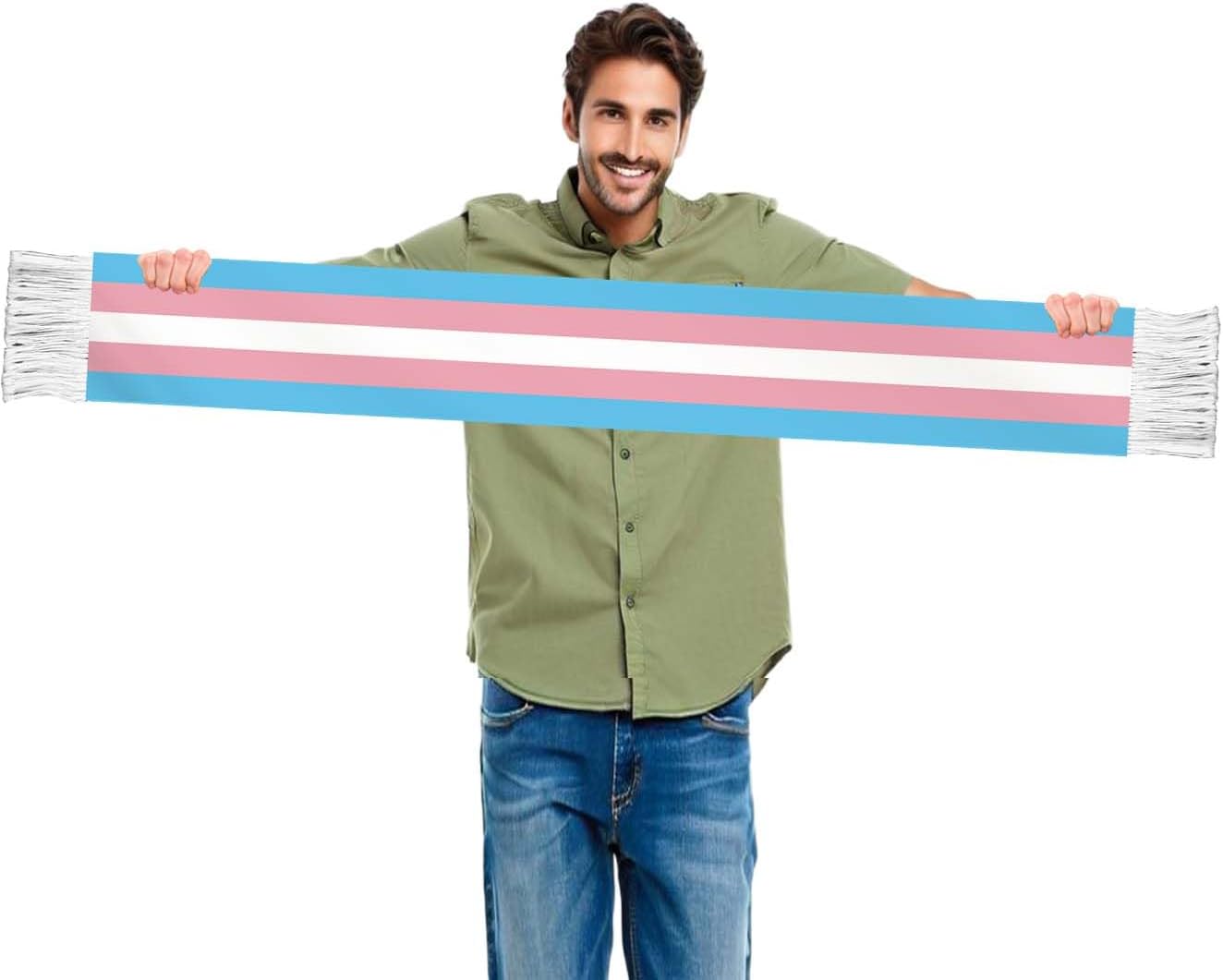 transgender Flag Scarf,60inch Transgender Banner Sports Fan Scarves,18×150cm Novel Souvenir For Team Game Party Parade