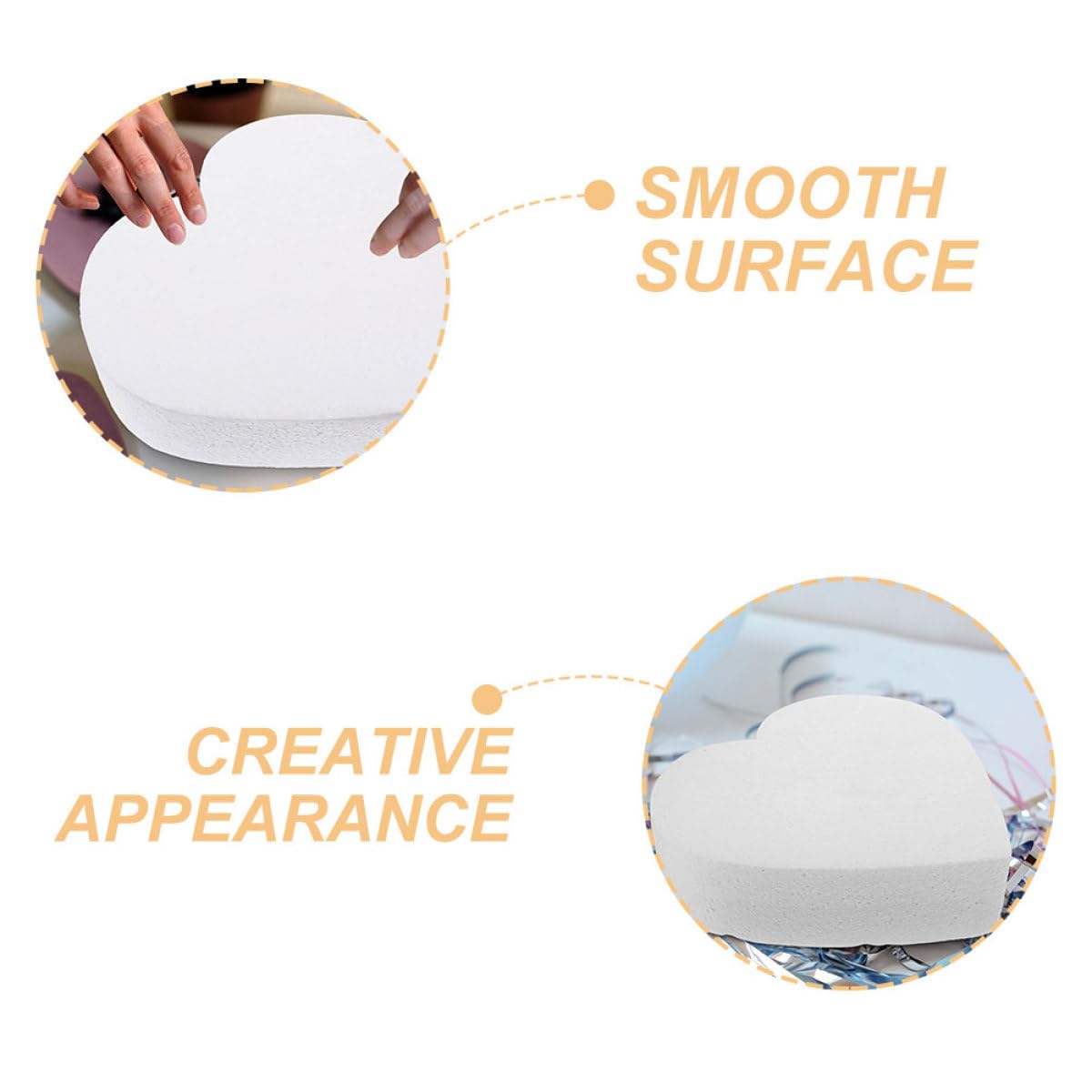 YARNOW Modèle de Gâteau en Mousse Blanc de Cœur, Léger et Créatif, Accessoire pour Décorations de Pâtisserie et Fêtes d'anniversaire