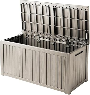 Yardgrace 200 Gallon Deck Boxes Outdoor Waterproof, Outdoor Storage Box with Lockable Lid & UV-Resistant for Patio Furniture, Outdoor Cushions, Garden Tools and Pool Supplies, Light Brown