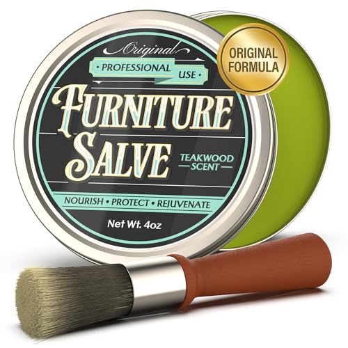 Furniture Salve for Leather - Polisher, Moisturizer, and Restorer for Couches and Furniture - Conditioner for Leather, Wood, and Vinyl - Repair Salve with Brush - 4oz