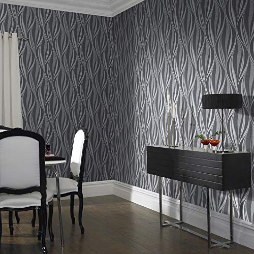 Boutique Tango Charcoal/Silver Wallpaper