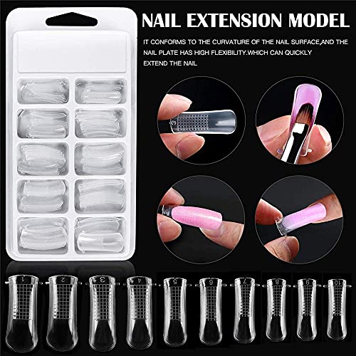 Uposao Nail Extension Set, 17MM Dual-Ended Polygel Nagelbürste,100PCS Dual Forms Polygel Nageltips, 5PCS Transparente… – Bild 5