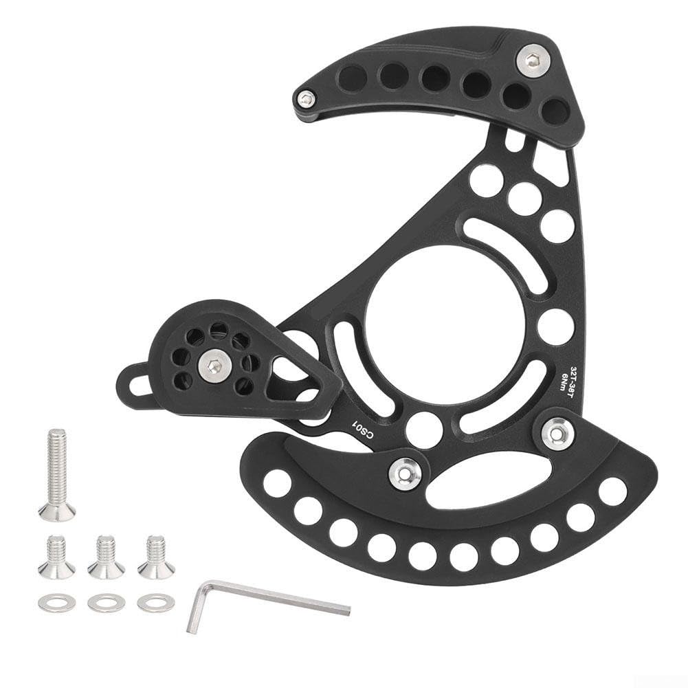 Bike Chain Guide, 32T-38T Single Disc Bicycle Chain Protector High-Strength Aluminium Alloy Bicycle Chain Protector for ISCG03 ISCG05(Black)