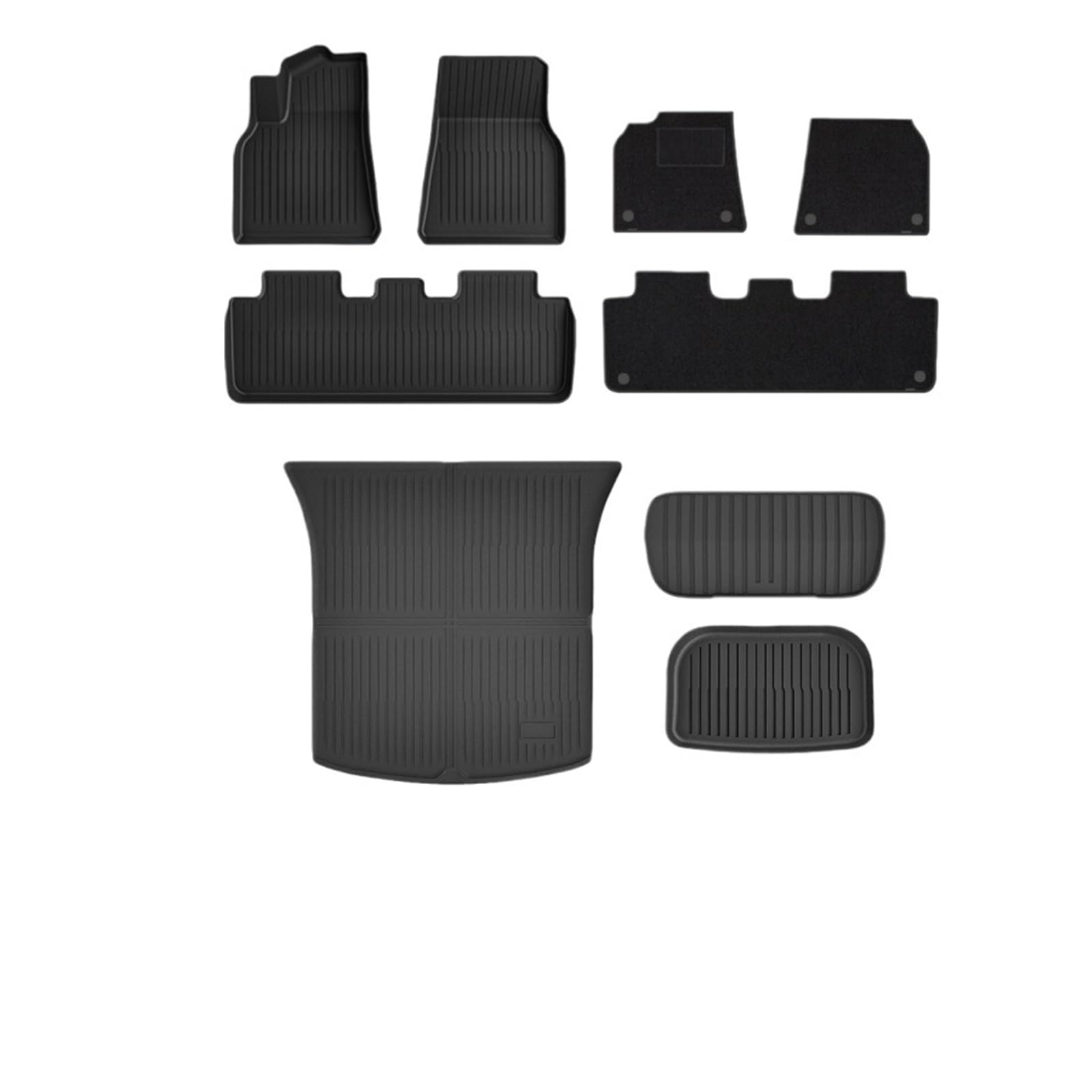 maty samochodowe Do modelu Tesla Y Juniper 2025 2026 | Bagażnik podłogowy Lhd Rhd Dwuwarstwowe maty podłogowe z dywanikiem(9PCS Floor Trunk,Lhd)