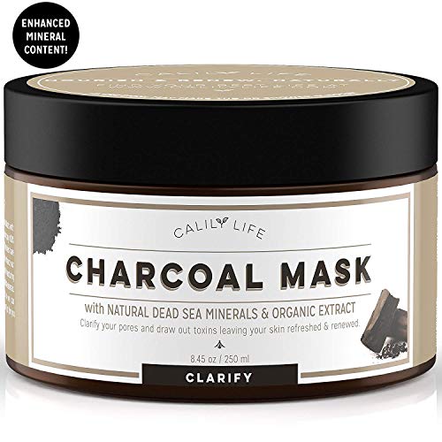 Calily Life Organic Deep Cleansing Activated Charcoal Mask with Dead Sea Minerals, 8. 45 Oz. â€“ Natural Wash-off Treatment - Minimizes and Cleanses Pores, Hydrates and Revitalizes Skin [ENHANCED]