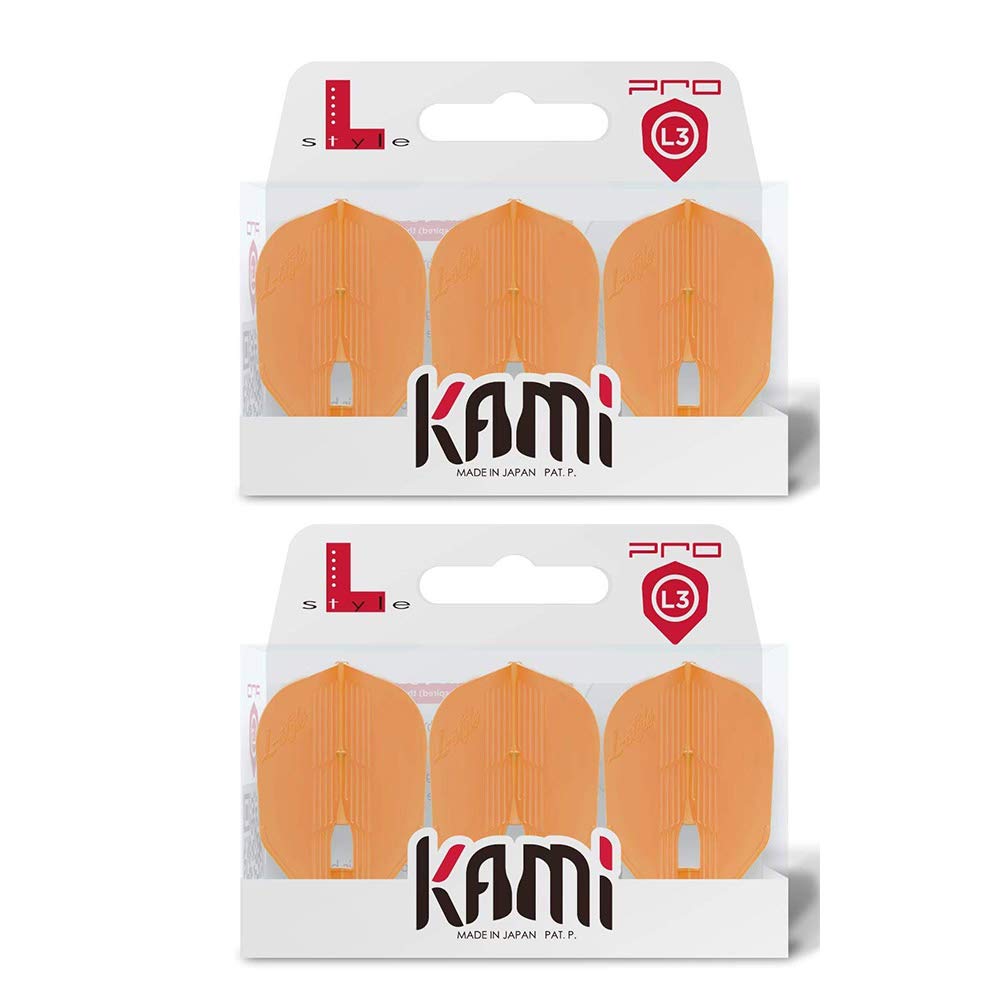 LSTYLE Dart Flights - L3 PRO KAMI Shape - Orange | 2-Pack (6 Flights) | for Soft & Steel Tip Darts