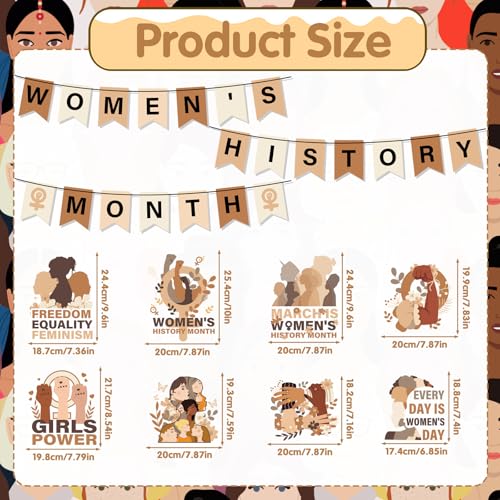 Image of Womens History Month Decorations - 11PCS Womens History Month Party Banner Hanging Swirls Decor, National Women's Day Holiday Celebrating Events Supplies