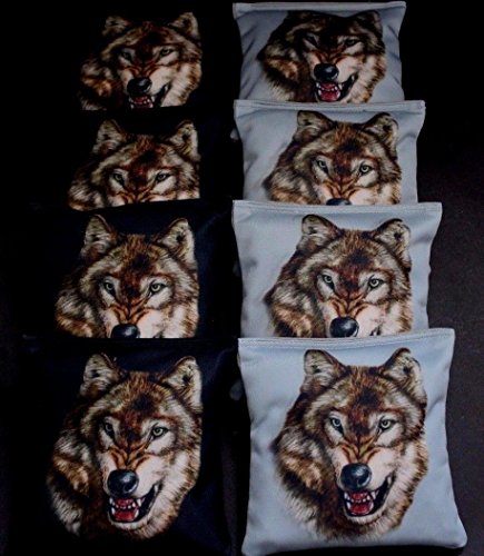 BackYardGamesUSA Wilderness Spirit Animal Wolf Gray Black Regulation Cornhole Bean Bags B234