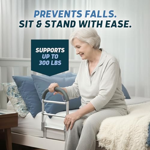 Image of Lunderg Bed Assist Rail for Seniors with Non-Slip Grab Bar - Easy to Install Bed Rails for Elderly Adults Safety & Post-Surgery - Helps Reduce Falls & Support Independence