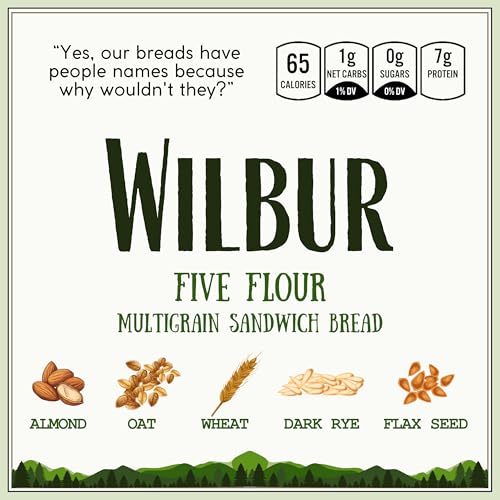 Dr. B's Wilbur Five Flour Multigrain Bread | 1g Net Carbs & 7g Protein | Low Calorie, Vegan, Sugar Free | Fresh, Sliced, Keto & Low Carb Bread Loaf (2 Pack (16 oz), Sesame)