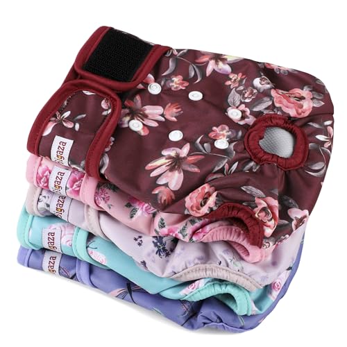 Image of Washable Reusable Female Dog Diapers(5 Pack) Small Medium Large Doggie Puppy & Doggy Dog Diaper, Period Panties in Heat Medium Butterflies and Dragonflies