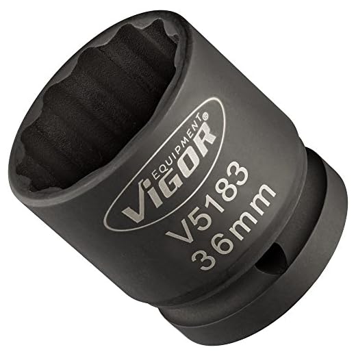 Vigor Kraft-Steckschlüssel-Einsatz (Vierkantantrieb 20 mm (3/4 Zoll), Außen-Doppel-Sechskant Profil 36 mm, extra dünnwandig) V5183