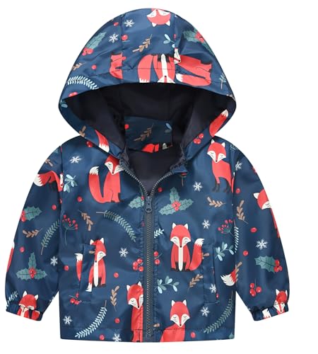 Happy Cherry Toddler Baby Casual Cartoon Prints Windbreaker Hoodie Coat Lightweight Casual Jacket 1-5T