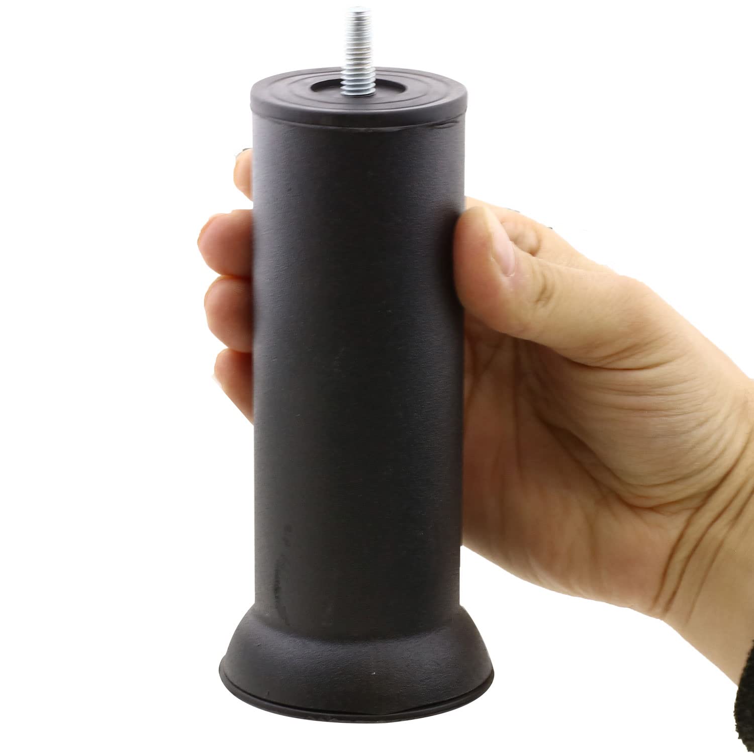 Badem10 Mobilya Baza Metal Kanepe Koltuk Destek Ayağı M8 Civatalı İnce Diş Siyah Ayak 15 cm (12 ADET)