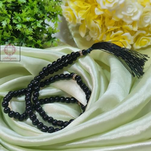 Image of Prayer Islamic Glass Beads Tasbih, Strong Tassel, Salat Prayer Tasbeeh Glass 100 Beads (Black) For Unisex Adult Jaap Mala (Pack of 2)