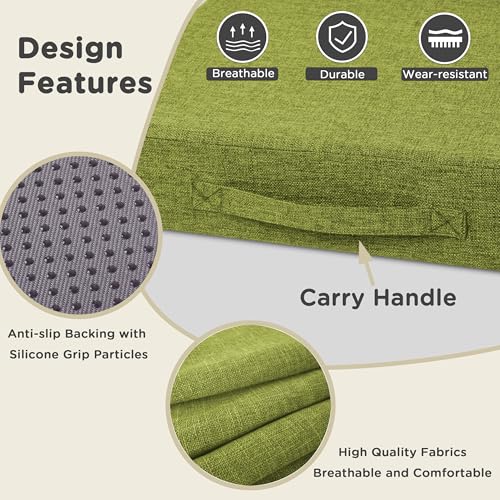Image of AddGrace Recliner Cushions for Elderly Thick Seat Cushion 20 inchx20 inchx4 inch Chair Pads with Non Slip Backing and Washable Cover for Couch Armchair Chairs Green