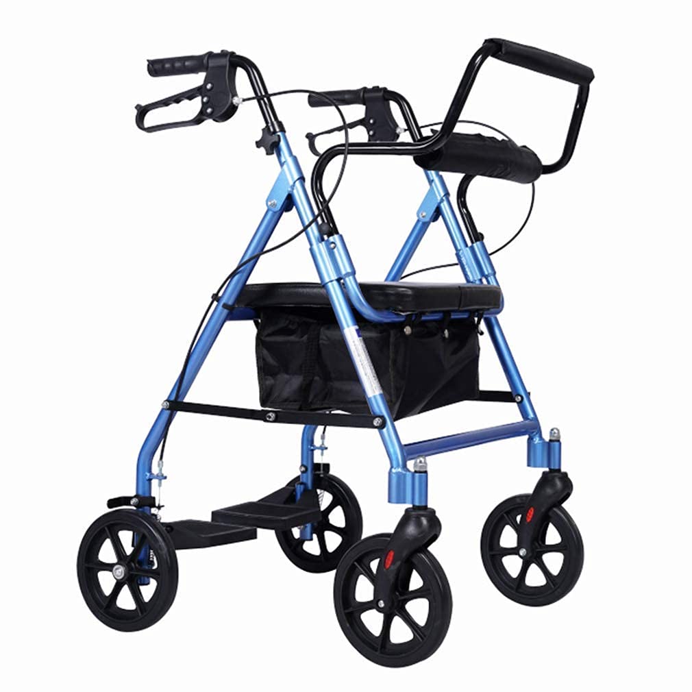walkerfoldable drive pomoce do chodzenia z wygodnym oparciem, pomoce do chodzenia 4 koła przenośne, podwójny układ hamulcowy walker, używane do chodzenia dla seniorów, blue walker