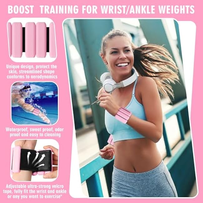 Wrist Weights, 2Pack Adjustable Wearable Wrist Ankle Weights for Women/Men, Silicone Wrist Bangles for Walking, Yoga, Pilates, and Gym, Arm & Leg Workout, 2lb