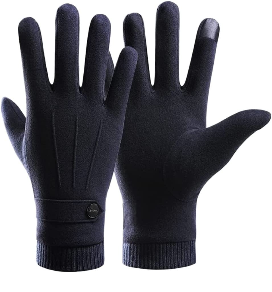 Guanti da Ciclismo Guanti Caldi Maschili in Autunno E Inverno più Velluto Spesso Touch Screen Cicling Guanti da Bici (Blue : Blue, Size : One Size)