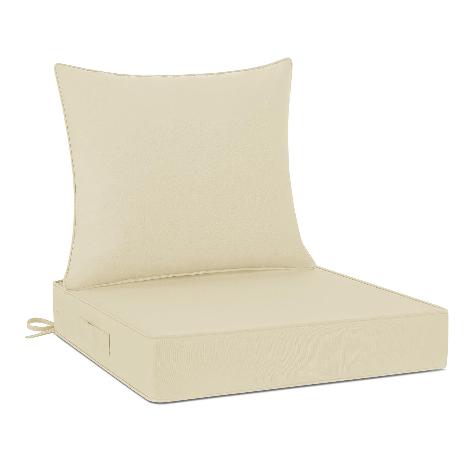 ( (similar)) Cozyide Outdoor Chair Cushions 24x24, Washable Patio Furniture Cushions with Removable Cover, Waterproof Outdoor Deep Seat Cushion Set with Non-Slip Ties and Handle, Beige