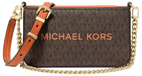 Michael Kors Bryant Bolsa transversal conversível pequena, Ferragens douradas/assinatura com acabamento pop/perfurador laranja, One Size