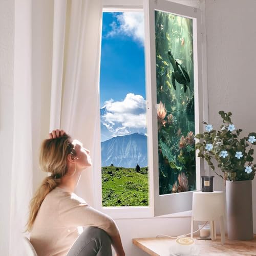 Vinilo decorativo para ventana privacidad Lotus Sea Turtle 27.6x39.4 in miniatura 6