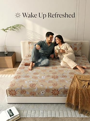 Image of Mafatlal 125 GSM Merino Double Bedsheet with Pillow Covers |90 x 100 Inches | Soft, Breathable & Lightweight | Brown