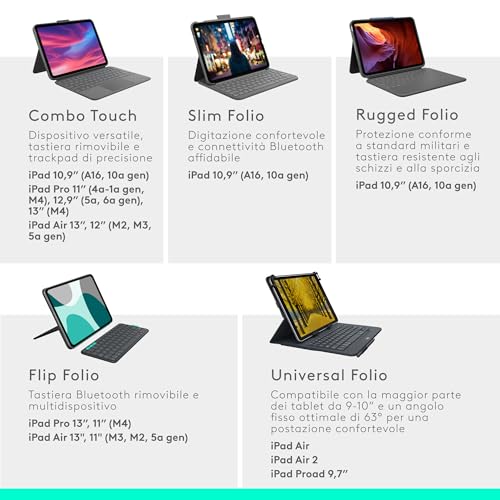 Custodia Con Tastiera Logitech Combo Touxh Ipad Air 11 - 6