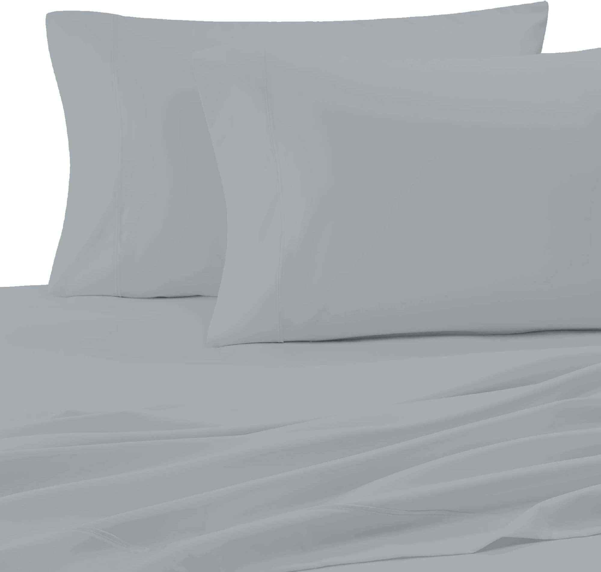 Color Sense 300 Thread Count 100% Cotton Pillow Case Set, 2 Piece Set, Standard Size(20"x30") Pillowcases Solid Sateen Weave, Wrinkle Free, Soft & Silky, Low Shrink, Luxury Bedding Pillowcase, Lt Grey