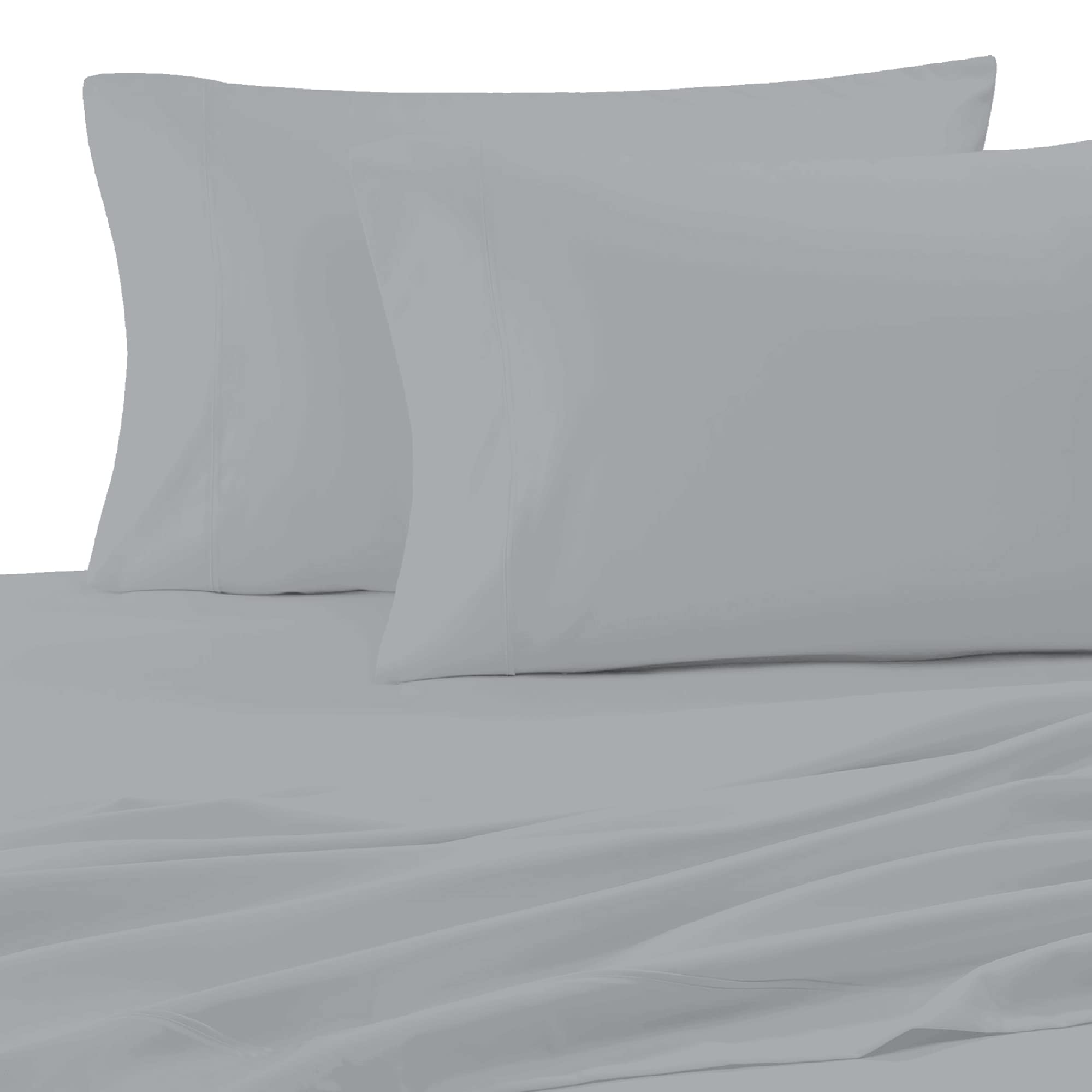 Color Sense 300 Thread Count 100% Cotton Pillow Case Set, 2 Piece Set, Standard Size(20"x30") Pillowcases Solid Sateen Weave, Wrinkle Free, Soft & Silky, Low Shrink, Luxury Bedding Pillowcase, Lt Grey
