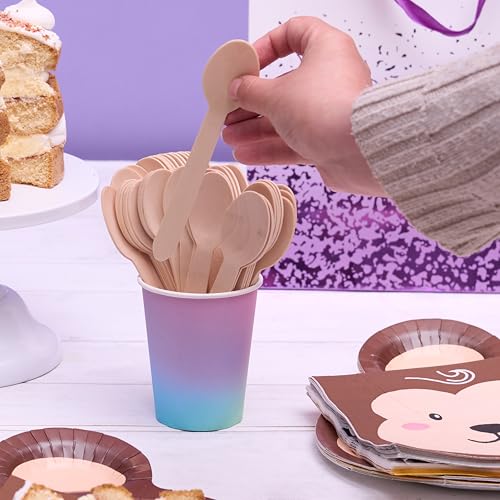 MATANA 200 Einweg Holzlöffel 16 cm - Einweglöffel aus Birkenholz, Glatt & Splitterfrei - 100% Natürlich, Kompostierbar & Biologisch Abbaubar - Holzbesteck für BBQ, Partys, Picknick