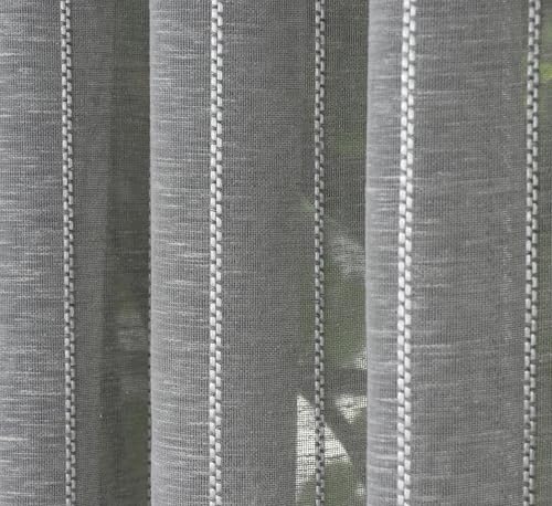 Image of Exporthub Sheer Linen Cotton Curtains for Door 7 Feet Set of 2, Grey - Light Filtering Breathable Fabric Drapes for Living Room & Bedroom (EHSPR055 74)