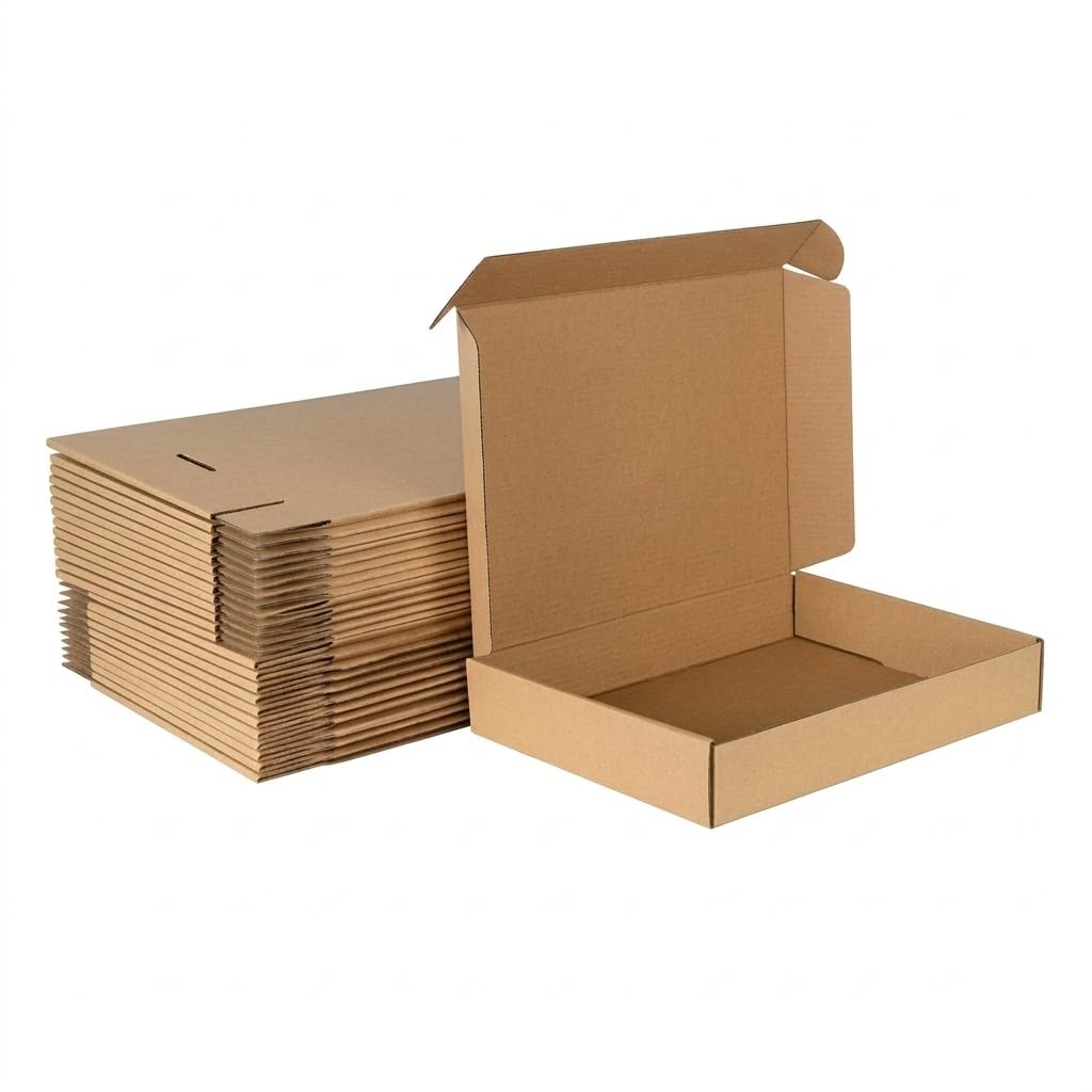 Caja de carton corrugado Kraft de 20x14x4 cm para envios postales pequeños Emartbuy Pack 12