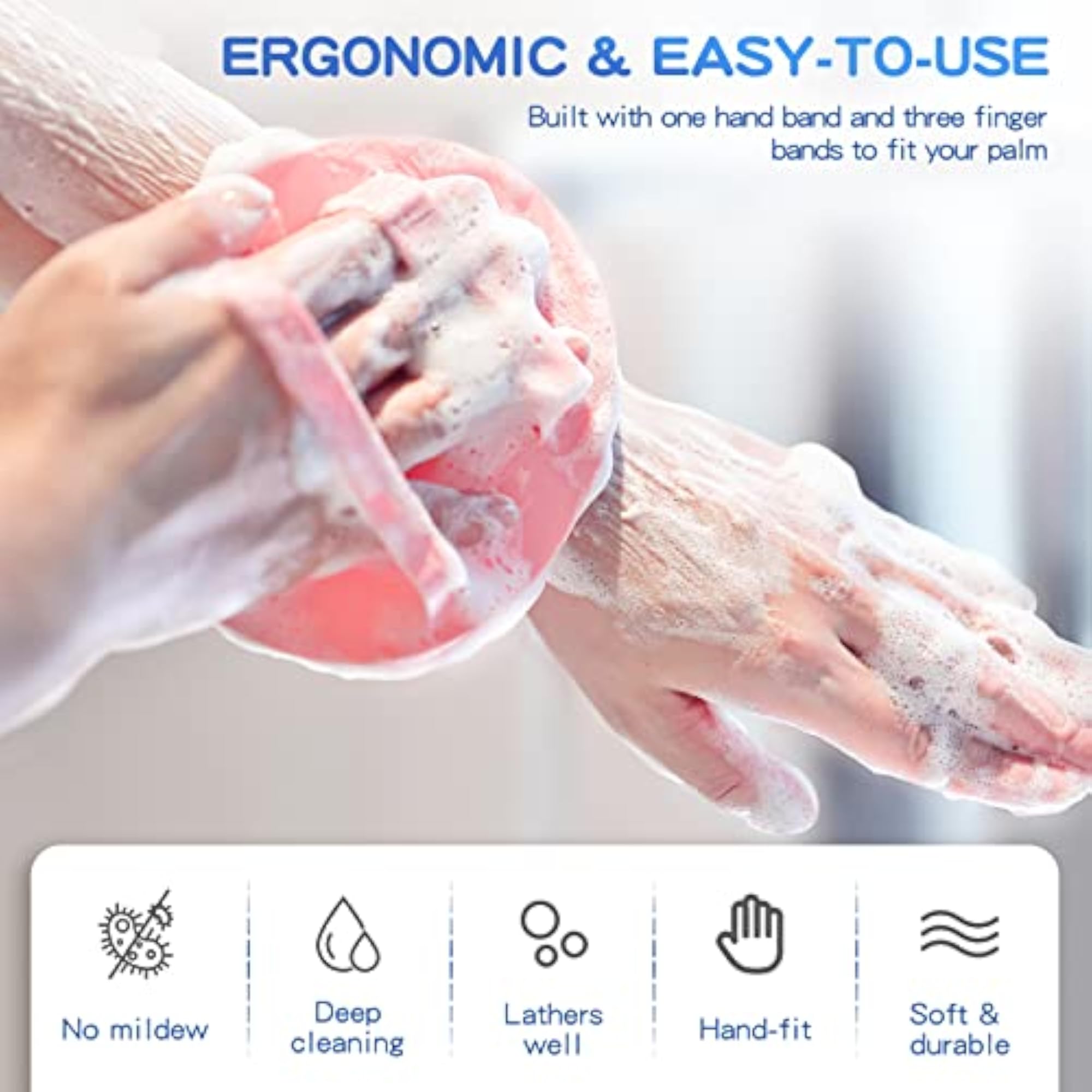 3 PCS Soft Silicone Shower Brush for Deep Cleaning