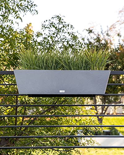 Image of Veradek Pure Series Railing Planter - Tapered Window Box with Bracket