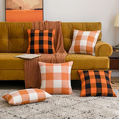 MIULEE-Fall-Halloween-Pack-of-2-Buffalo-Check-Farmhouse-Checker-Plaids-Accent-Throw-Pillow-Covers-Polyester-Linen-Outdoor-Cushion-Case-for-Sofa-Couch-Orange-and-Black-12-x-20-Inch-30-x-50-Cm MIULEE Fall Halloween Pack of 2 Buffalo Check Farmhouse Checker Plaids Accent Throw Pillow Covers Polyester Linen Outdoor Cushion Case for Sofa Couch Orange and Black 12 x 20 Inch 30 x 50 Cm