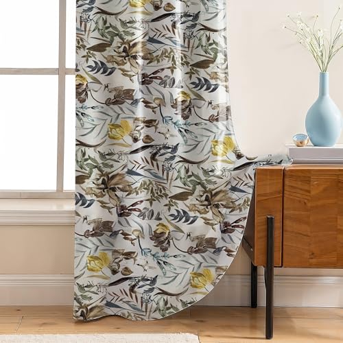 Image of LINENWALAS Printed Blackout Curtains for 7.5 Feet Door | Set of 2 | Printed Drapes | Thermal Insulated, Room Darkening Panels with Grommet Hanging for Living Room (Brown Lush)